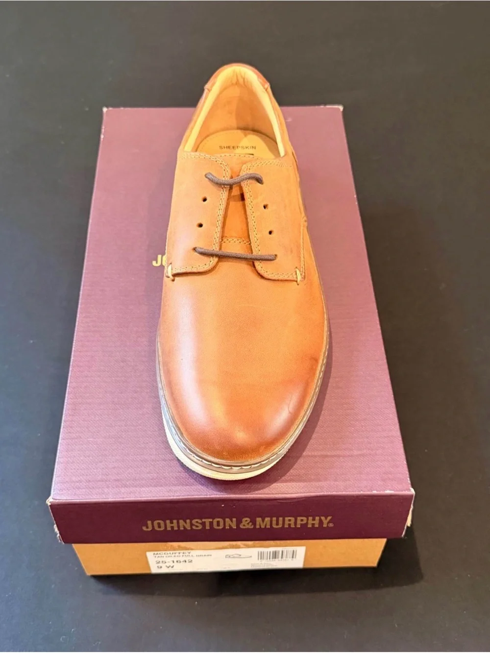 Johnston & Murphy McGuffey Tan Oiled Full Grain Leather Shoes